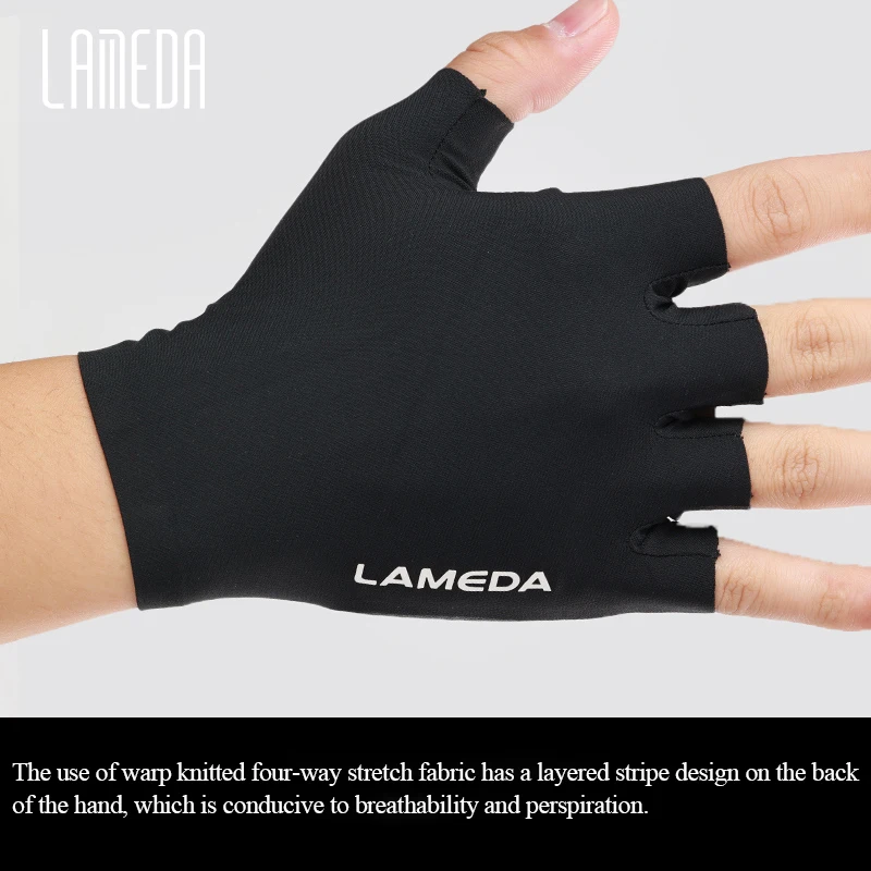 LAMEDA Summer Cycling Gloves Elastic Interface Bicycle Gloves Half Finger for Men Shock-absorbing Road Mountain Bike Half Glove 5