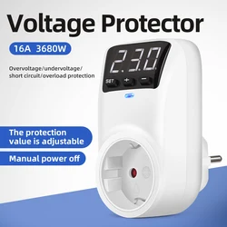 Adjustable Voltage Protector with Automatic Surge Protection - EU Plug, AC 230V 16A - EU 230V 16A