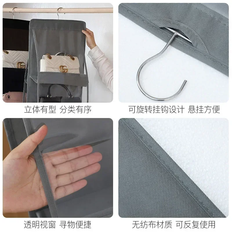 Handbag Organizer Bag Storage Artifact Bedroom Wardrobe Closet Handbag Holder 6/8 Pocket Hanging Organizer Dust-proof