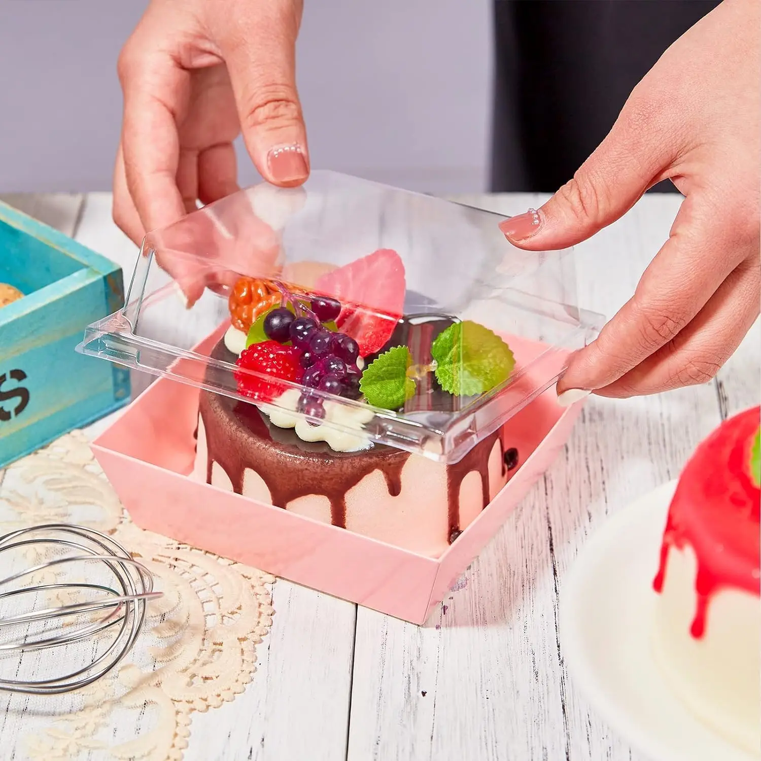 Baking Cake Box 100pcs Baking Transparent Sandwich Packaging Box Dessert Cake Box Snow Mei Niang Thousand Layer Packing