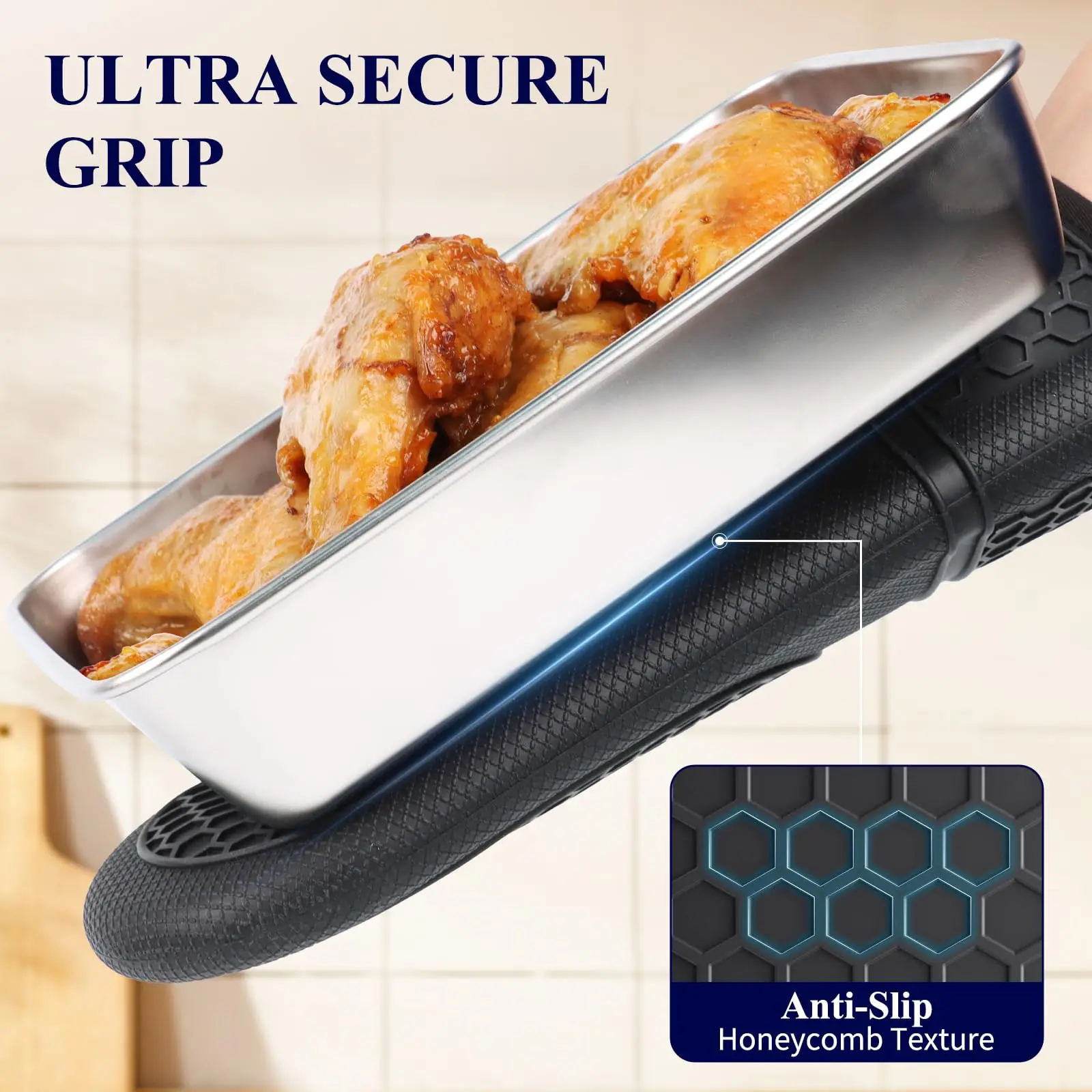 Silicone Oven Mitts Set of 2 Heat Resistant Soft Lined Kitchen Gadgets silicone oven mitts,kitchen gloves,silicone oven gloves