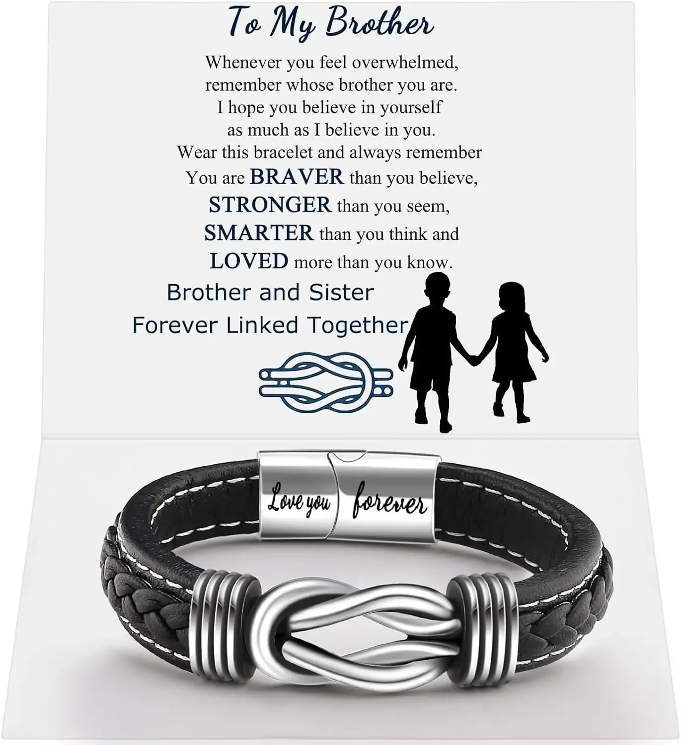 Bracciale In Pelle Con Nodo Infinito Per Nipote - Regalo Per Uomini E Ragazzi, Con Biglietto D'Auguri E Scatola Portagioie - Per Compleanno, Festa Del Papà E Natale - 2