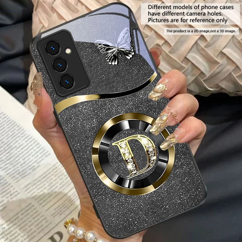 Gold Letter A Badge Glass Phone Case