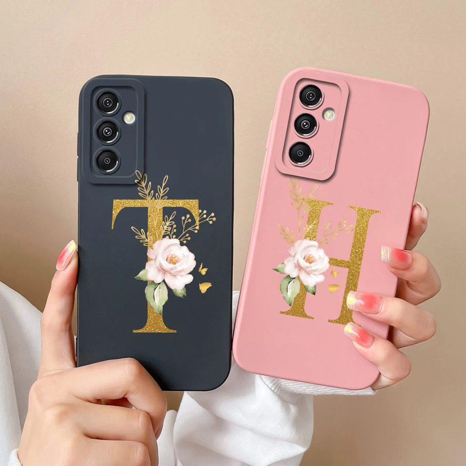 Custodia Per Samsung Galaxy A55 5G Pretty Flower Letters Fashion Square Cover In Silicone Per Samsung A 55 Galaxy A 55 Coppia Funda