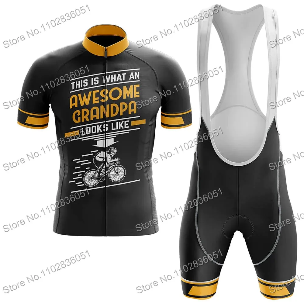Cycling Jersey Set Awesome Grandpa Cycling Clothing Kits Black Road Bike Shirts Suit Bicycle Bib Shorts MTB Maillot Culotte