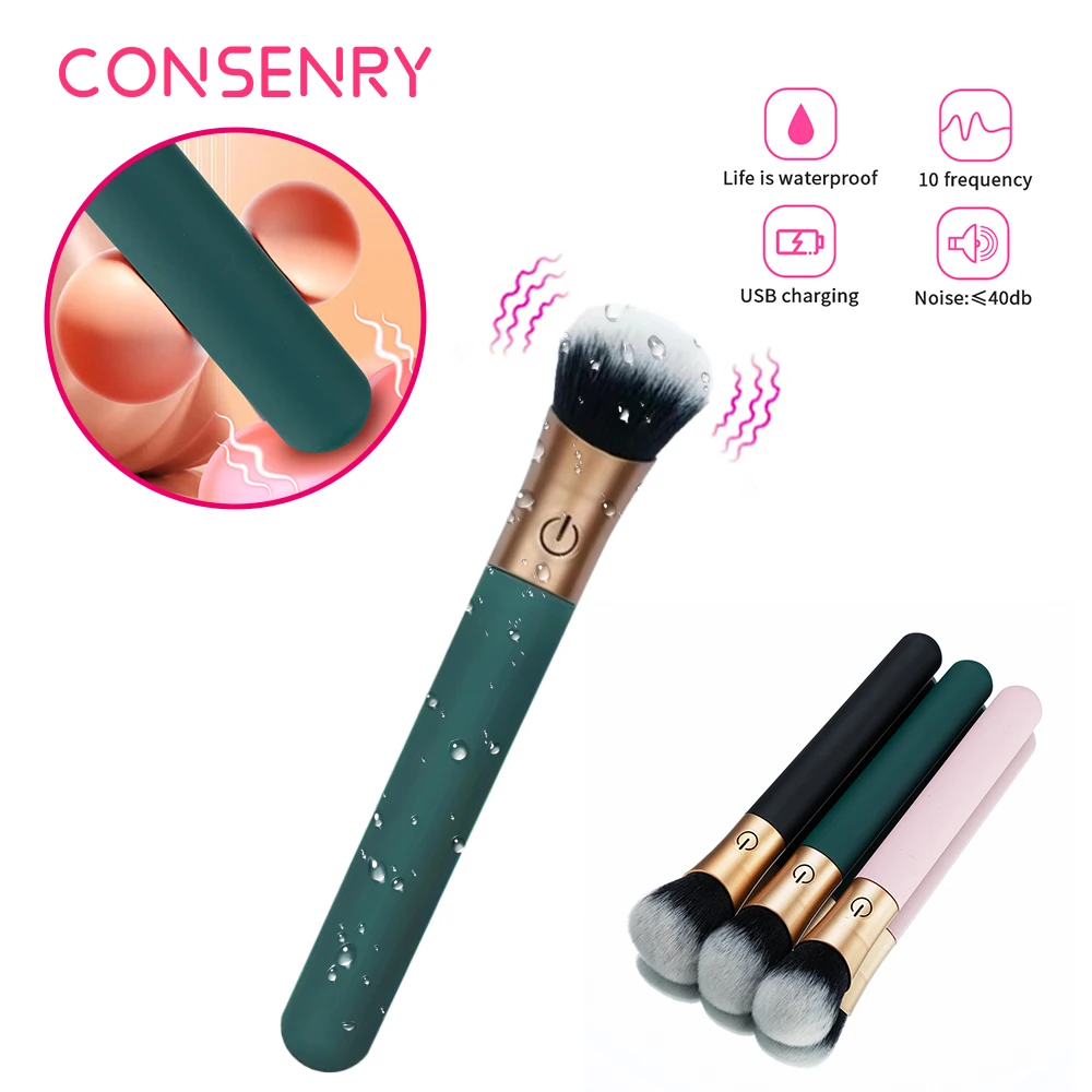 

Vibrator for Women G-Spot Nipple Clitoral Makeup Brush Vibrators Stimulator AV Magic Wand Massage Sex Toys Stick Dildo