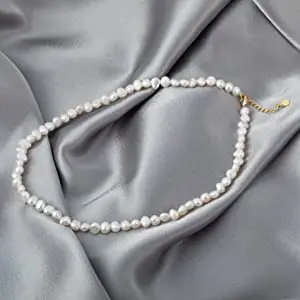 Real Natural Baroque Freshwater Pearl Choker Necklace for Women Girl Gift,Popular AA 8-9mm Pearl Jewelry Necklace HENGSHENG