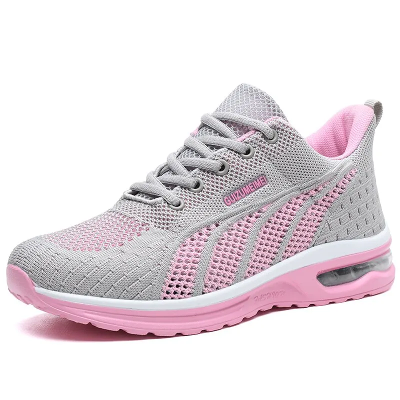 Damen-Laufschuhe aus atmungsaktivem Mesh, Damen-Luftpolster-Sportschuhe, Tennisschuhe, Schnür-Trainingsschuhe, Outdoor-Sportschuhe_voghion.com