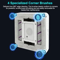 Window Cleaning Robot ABIR WD10,Dual Roller Brushes, 4 Corner Brushes,6-Way Water Spary,10000PA Suction,Wet Wash & Scrub Combo 3