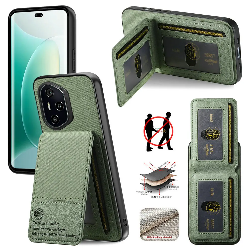 Luxury RFID Leather Card Holder Stand Case - Premium Back Cover