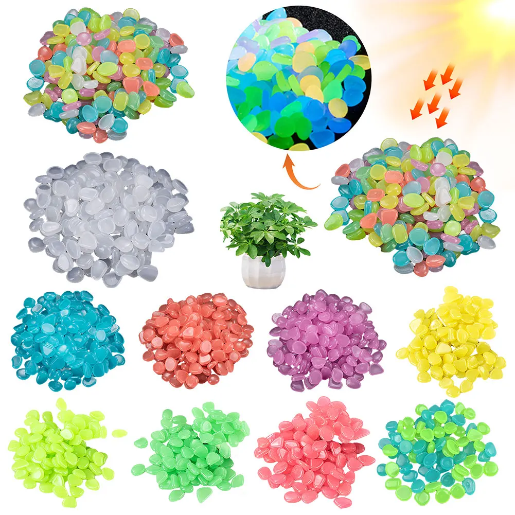 100Pcs Outdoor Decorative Stones Multifunction Glow In The Dark Pebbles Glowing Stones Rocks Pebbles for Garden Yard Patio