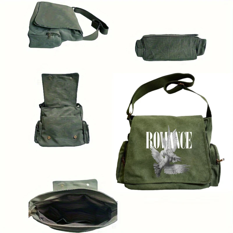 Vintage Women's Shoulder Bag Canvas Pigeon Print Crossbody Bag Large Capacity for Daily Use Messenger Bag Unisex