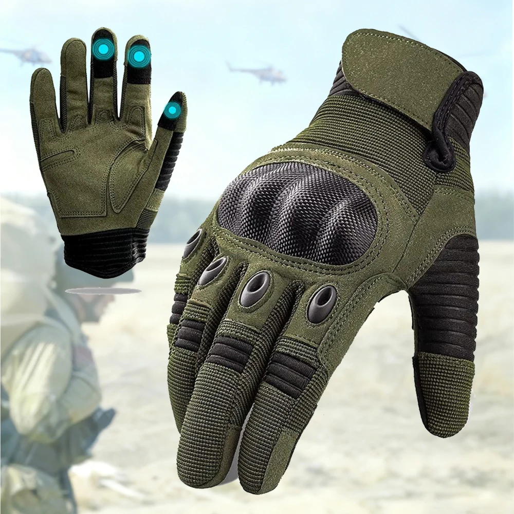 Men's Outdoor Touch Screen Tactical Gloves with Hard Shell Grip