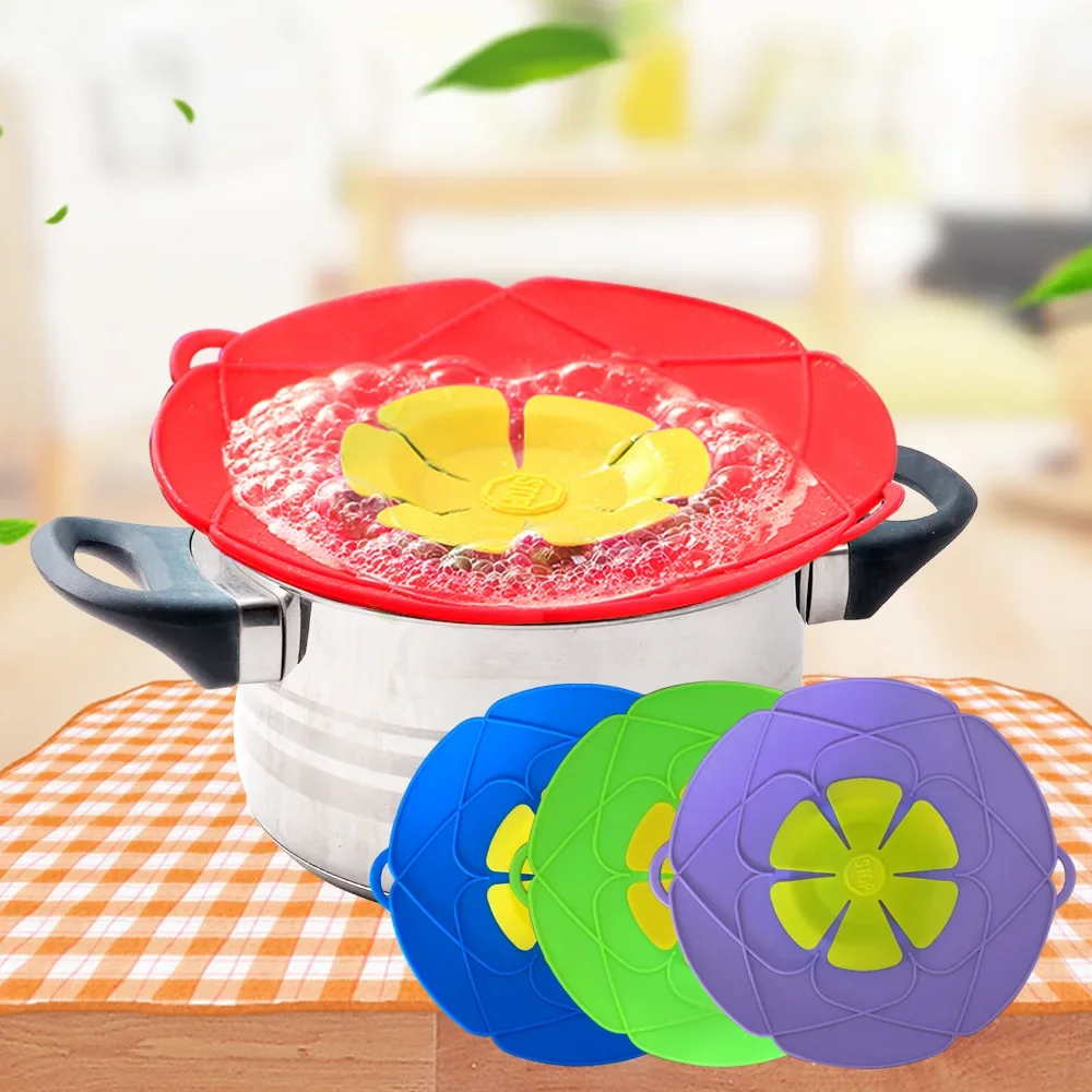 Silicone Lid Spill Stopper Cover For Pot Pan Kitchen Accessories Cooking  Tools Flower Cookware Home Kitchen