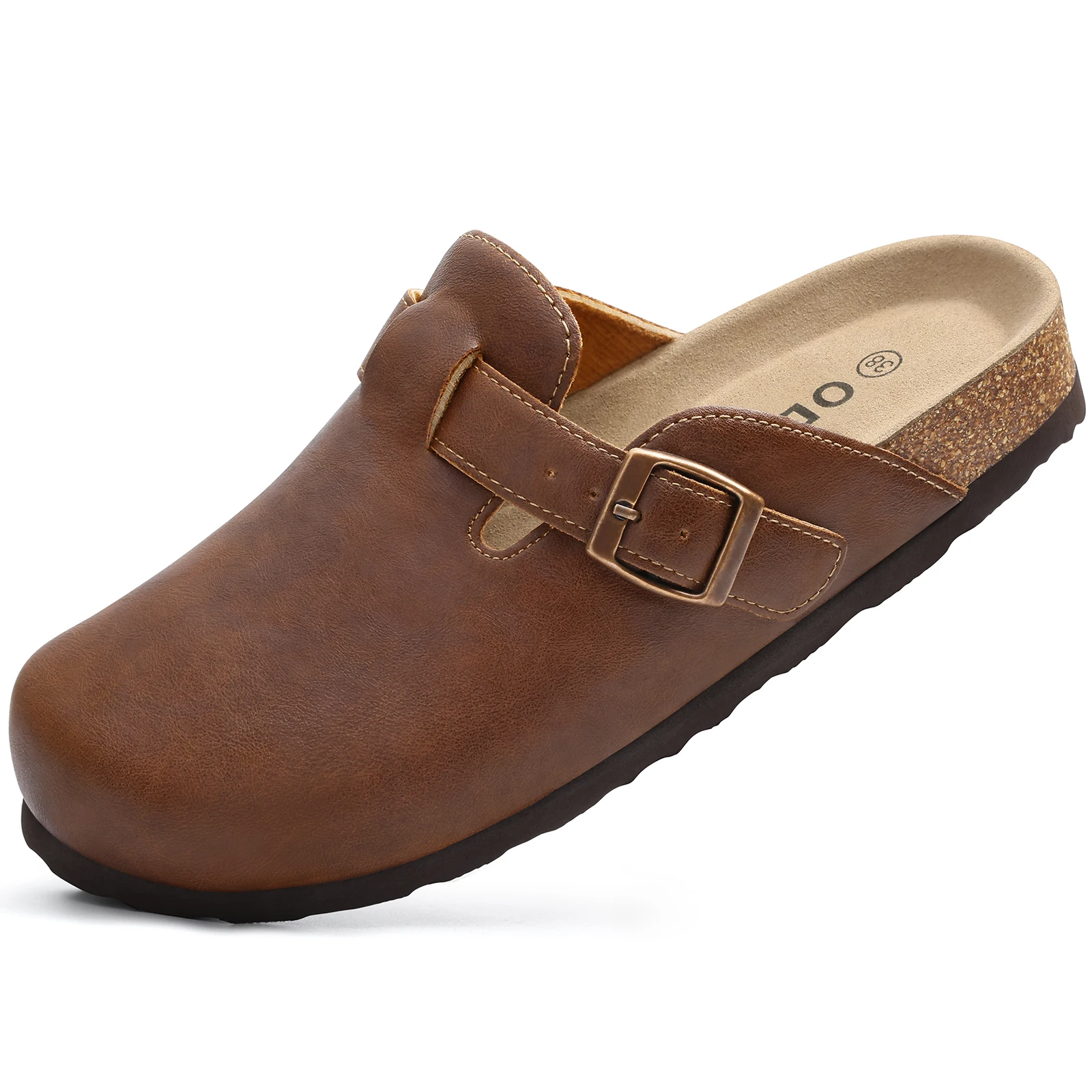 Vegan Leather Mules With Cork Insole And Arch Support For Women_voghion.com