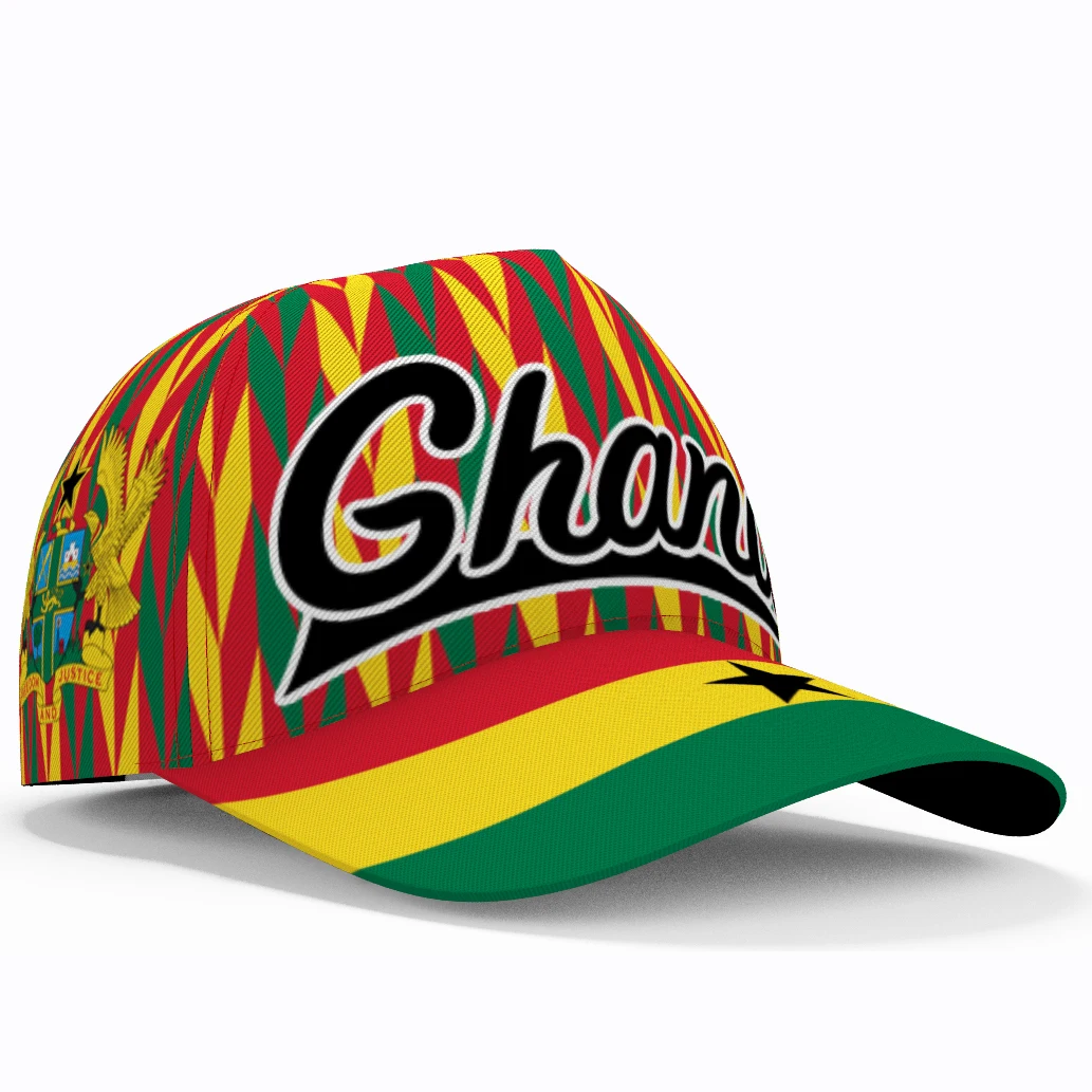 Ghana Baseball Cap Free Custom Made Name Team Game Logo Gh Peaked Hats