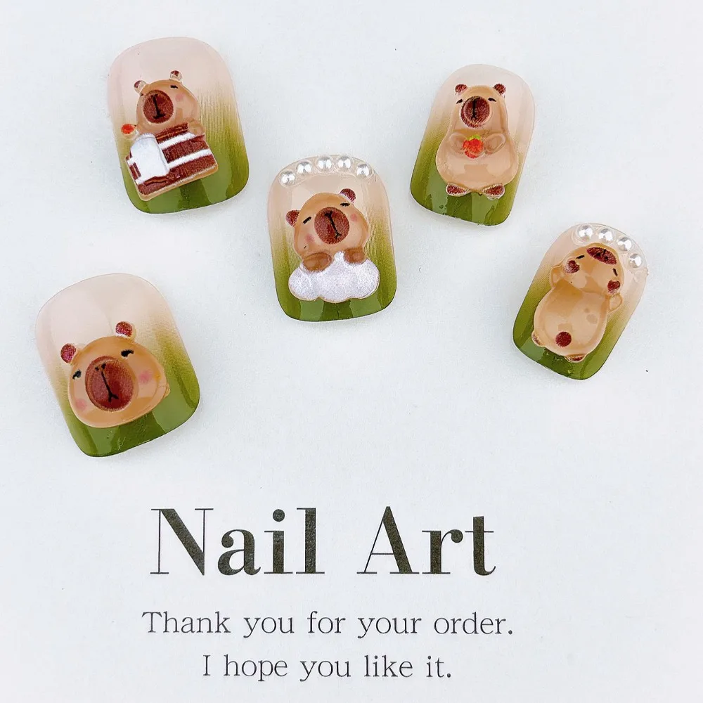 50Pcs Cute Resin Nail Art Ornaments Capybara 3D Nail Resin Drill Ornaments Cartoon Accessories Capybara Cartoon New