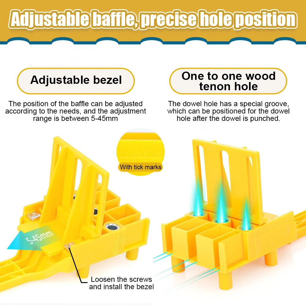 Quick Wood Doweling Jig ABS Plastic Handheld Pocket Hole Jig System 6/8/10mm Drill Bit Hole Puncher For Carpentry Dowel Joints