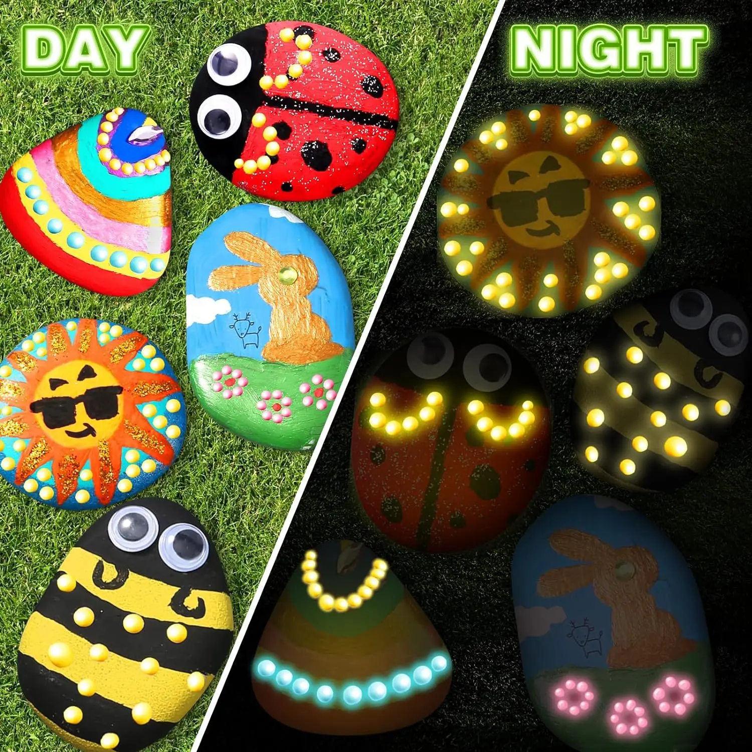 Rock Painting Kit Rocks for Painting, Arts and Crafts for Kids Ages 6-12 Rock Painting Kit Art Supplies Children's Day Gifts