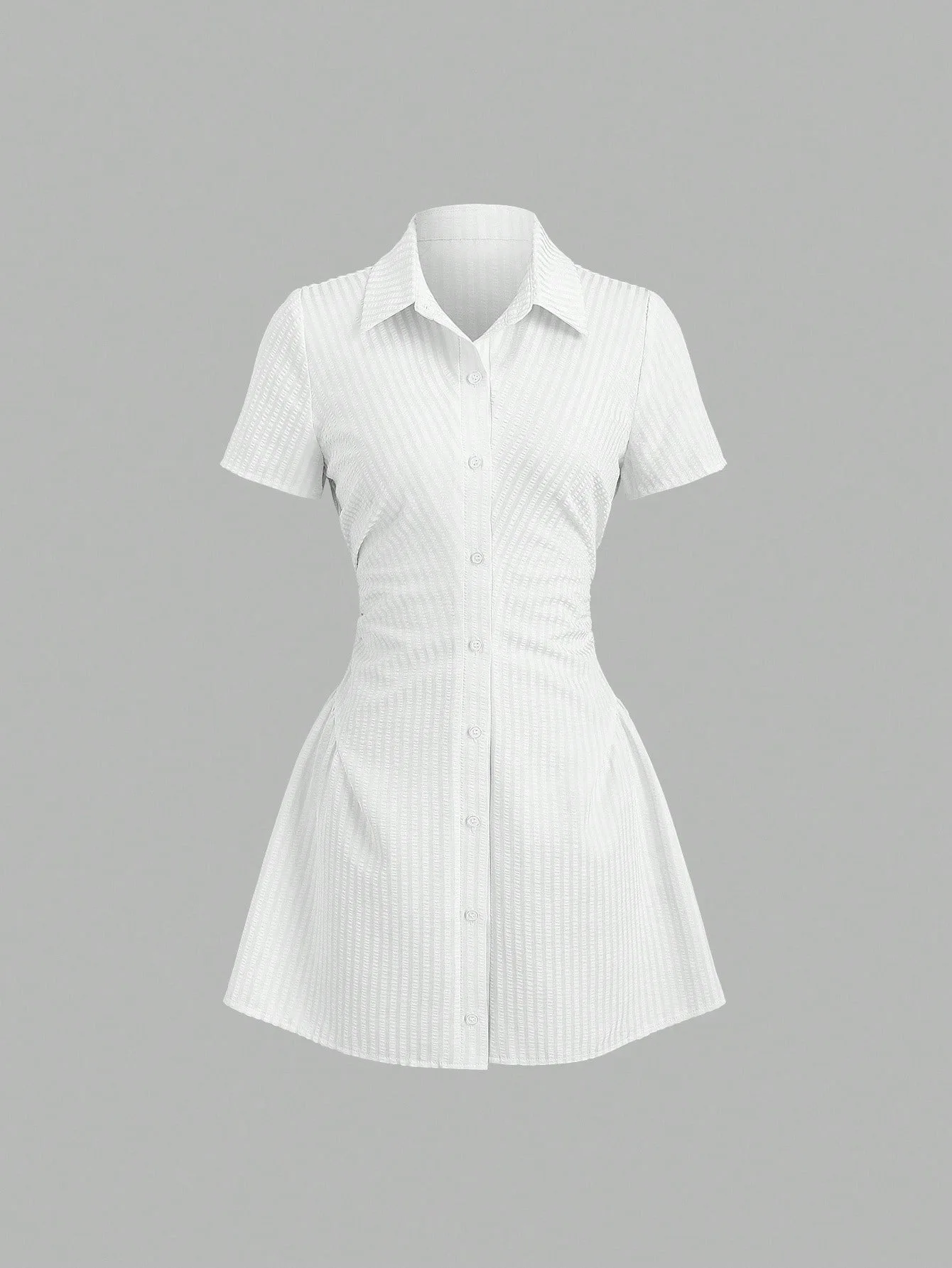 Women's Summer Mini Dress V Neck Bubble Sleeve Pleated A Line Shirt Dress Casual Short Dresses for Women