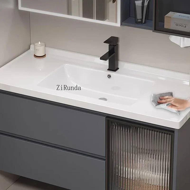 Nordic Industrial Style Bathroom Cabinets Organizador Vanity Design Smart Mirror Cabinets Aluminium Furniture Para Bano FYBC