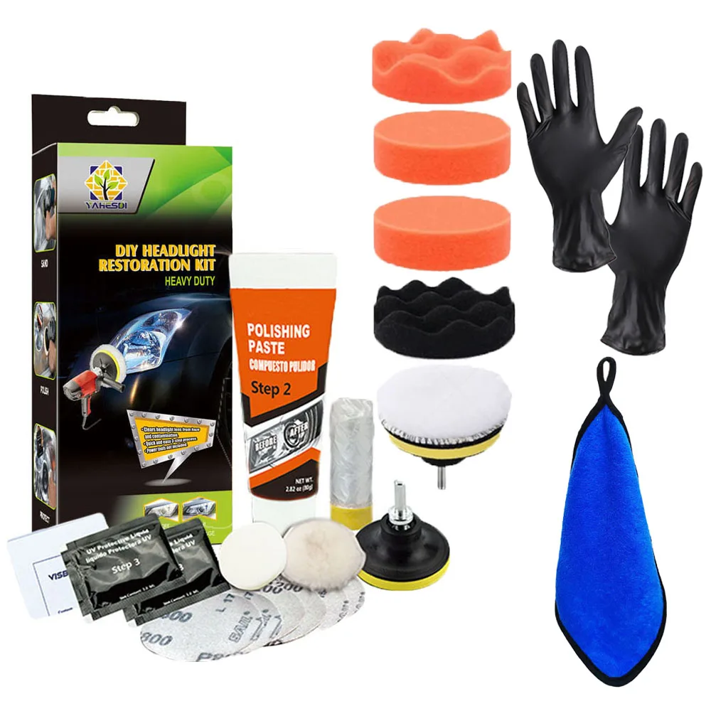 

Car Headlight Restoration Kit Light Lens Restorer Polish Paste Cleaning Kit Car Headlamp Polishing Scratch Repair Refurbish Tool