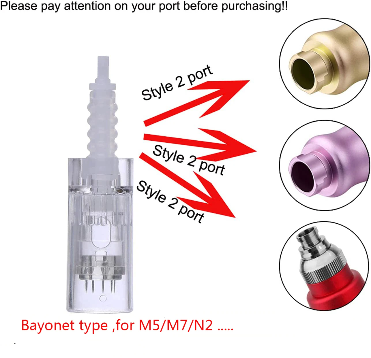 Microneedling Cartridge 10/50/100pcs Derma Pen Needle N2 M5 M7 Microneedling Cartridge Needle Bayonet Replacement Microneedle for MTS Tattoo Beauty Pen