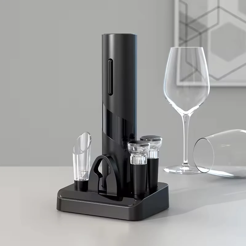 Wine Opener Wine Corkscrew Multifunctional Tool Electric Automatic Corkscrew Wine Opener Set Wine Stopper Pourer Electric Bottle Opener With Storage Base kitchen tools