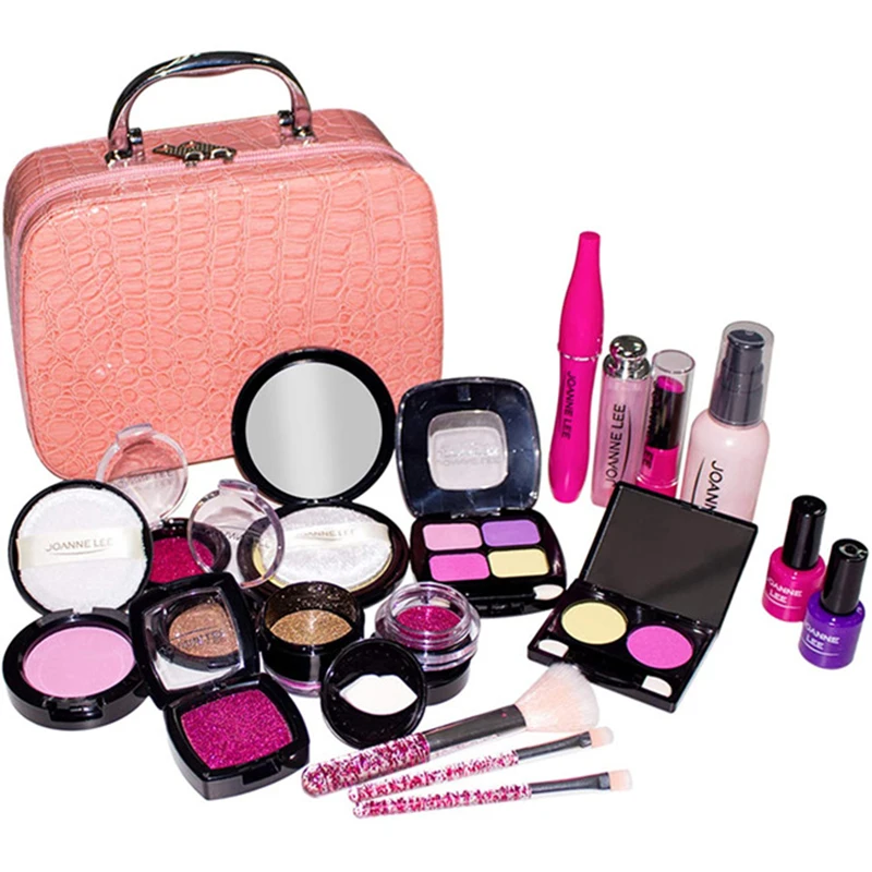 Kids Pretend Play Makeup Set Fake Make Up Kit with Cosmetic Bag