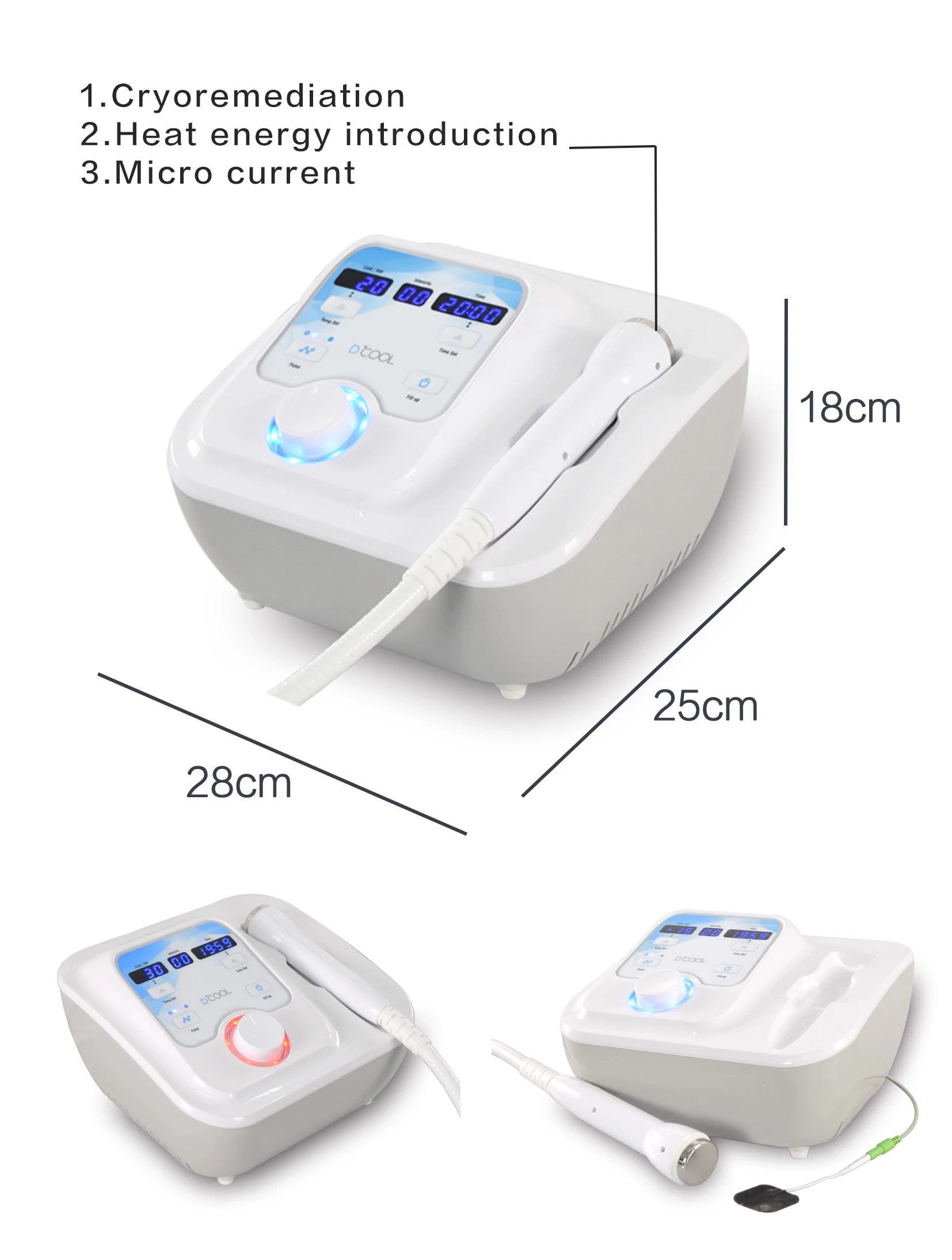 3 in 1 Function Cold & Hot Electrophoretic Inductor Sensitive Muscle Ice Compress Electroporation RF Ice Guide Beauty Instrument