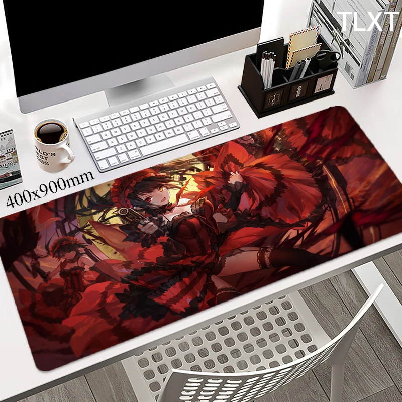 

Tokisaki Kurumi Anime Mouse Pad Date A Live Large Mousepad Keyboard Mat XXXL Mouse Mats Rubber Desk Pad 900x400 Table Carpet