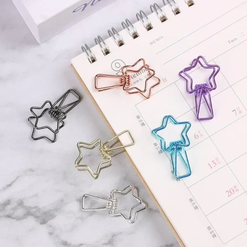 6PCs Set Hollowed Out Metal Binder Clip Long Tail Office Book Folder Paper Organizer