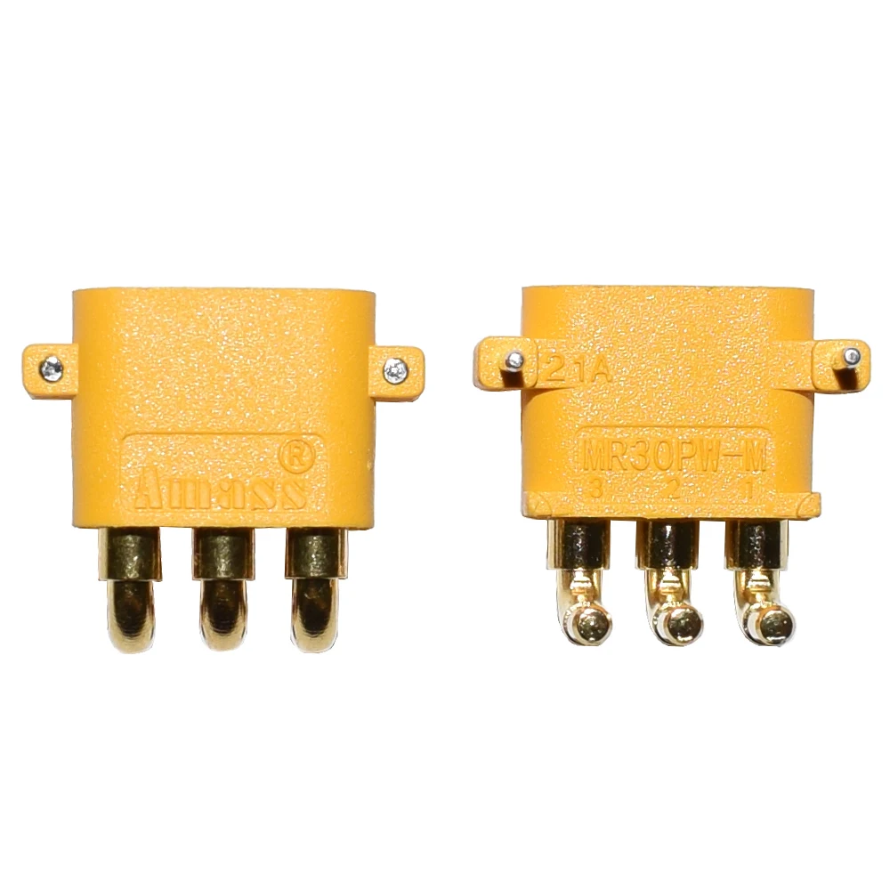 AMASS MR30PW MR-30 PCB 3 핀 PCB 수 암 2mm 총알 커넥터 플러그, RC 리포 배터리 멀티콥터 비행기 자동차 장난감용, 10 개 