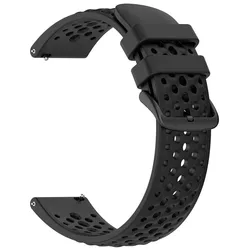 Two - Tone Silicone Sport Watchband - 22mm Universal Breathable Strap Replacement - 22mm Width Band (Black)
