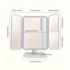 Tri-Fold LED Makeup Mirror with Stand & 3 Color Lighting, Screen Dimming and Women Gift 4