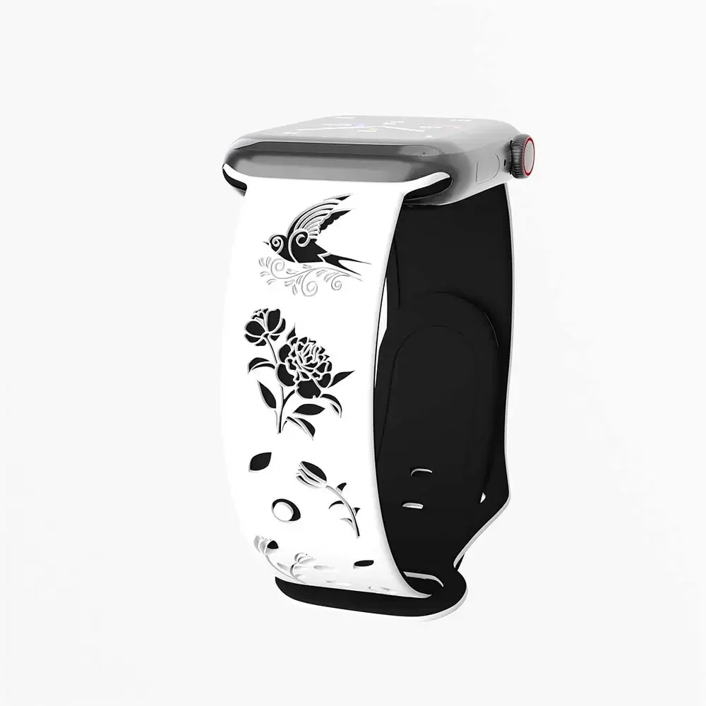 Swallow Engraved Silicone Apple Watch Band Bracelet