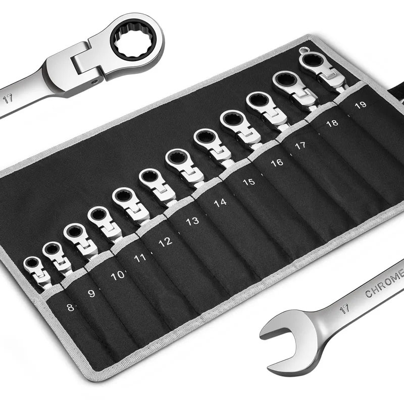 Flexible Ratcheting Combination Wrench Set,Key Wrench Ratchet Spanner Metric Hand Tool Sets,Car Repair Tools with Carrying Bag high quality 28pcs ratchet wrench set hollow plum blossom socket metric and inch universal autorepair tool