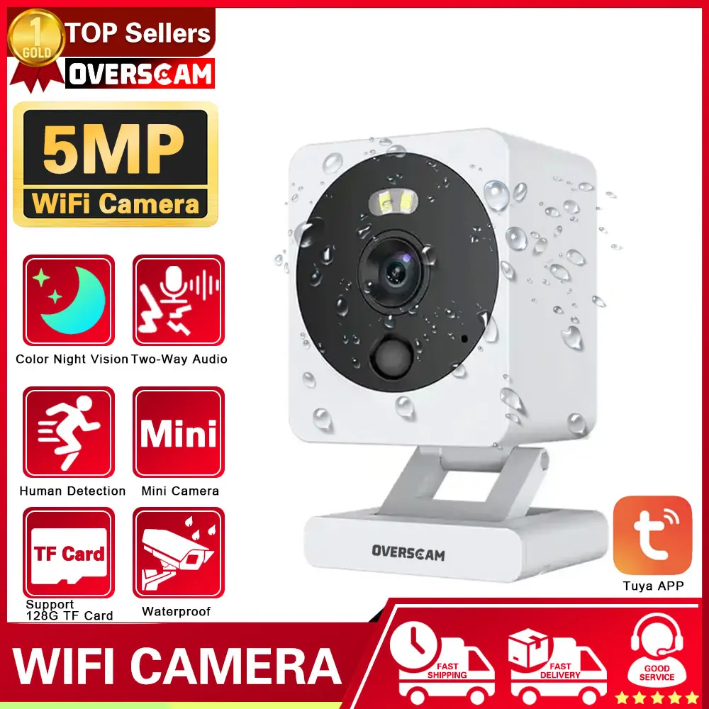 Tuya Smart Mini Wifi Ip Camera Indoor Wireless Home Security Ai Human Detect Cctv Surveillance Block Camera 5Mp Impermeabile