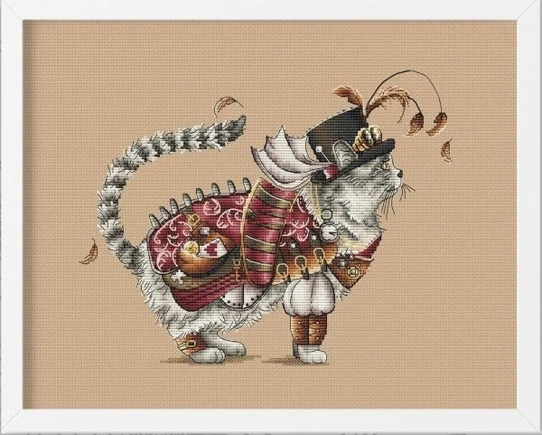 Steampunk Katze 36-31 Counted 16CT 14CT 18CT DIY Kreuzstich-Sets Chinesische Kreuzstich-Kits Stickerei Handarbeit