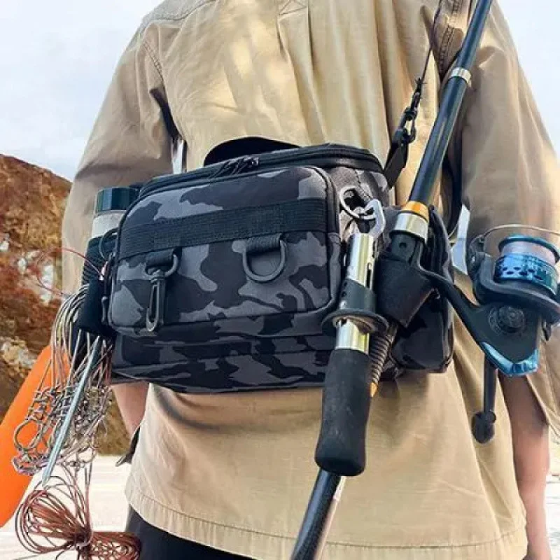 Outdoor Fishing Tackle Backpack with Rod Holder - Versatile Gear Bag for Camping, Hunting, and Hiking