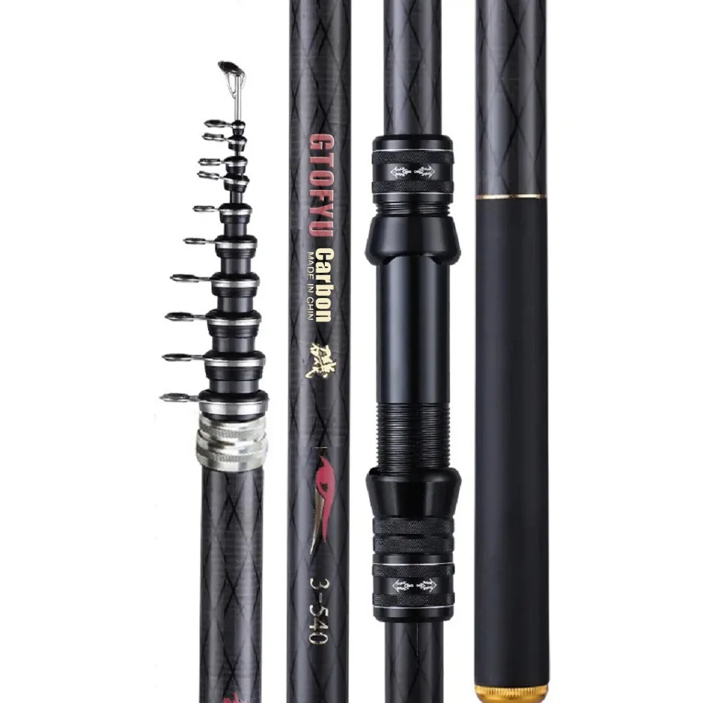 Canne rock fishing carbone télescopique 2.7m à 7.2m ultra-légère pour pêche en mer et carpe voyage