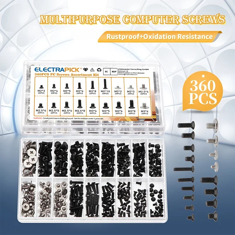 300/360Pcs M2 M2.5 M3 KM Screw Flat Head Phillips Screws Laptop Notebook Screws Set Kit For Computer Notebook Small Screw Kit