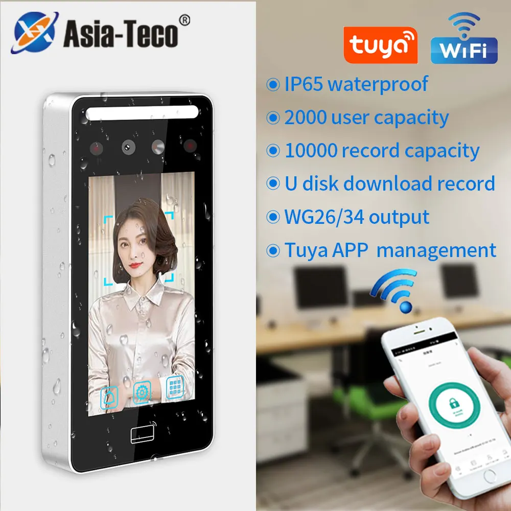 5-inch Outdoor Tuya Smart Wifi Dynamic Face Recognition Access Control 125Khz RFID Time Attendance System Wiegand Facial Reader face recognition access control system