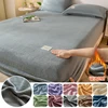 Velvet Plush Fabric Fitted Sheet Soft Elastic Bedspread Solid Color Mattress Cover Bed Protector For Home 150/160/180x200x25cm 1