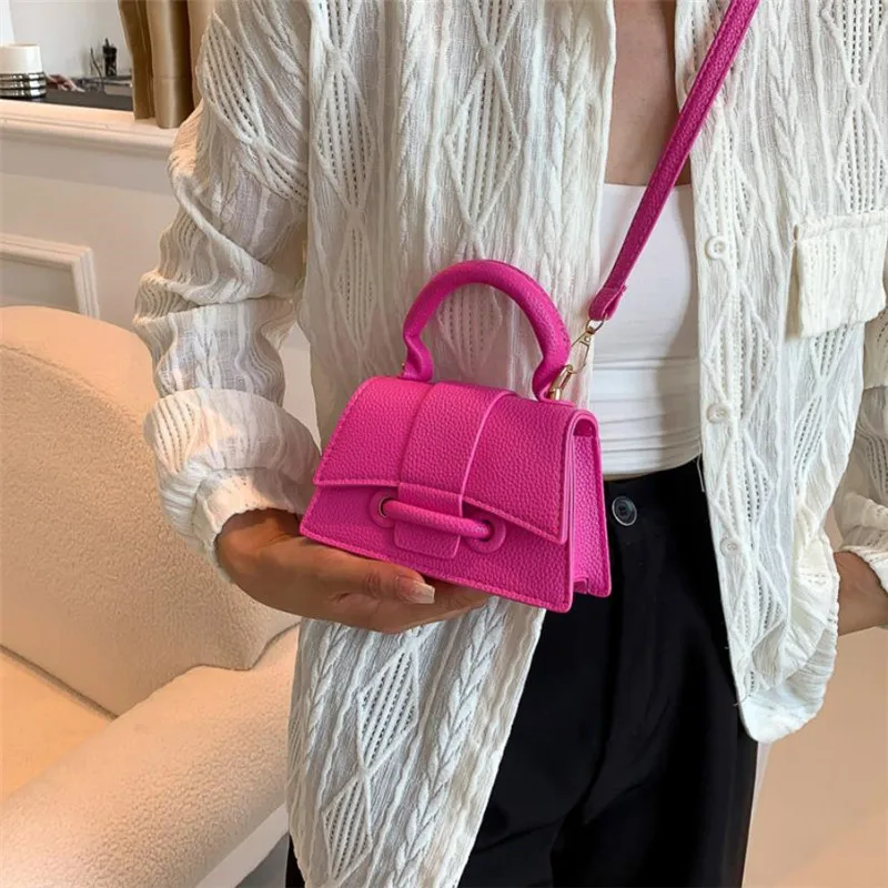 Fashion Solid Color Small Tote Crossbody Bag, Stylish Mini Handbag Mobile Phone Coin Purse, Adjustable Strap, Magnetic Closure,