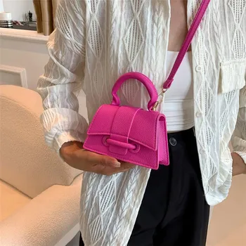حقيبة كروس صغيرة بلون سادة، حقيبة يد صغيرة أنيقة للهاتف المحمول، حزام قابل للتعديل، إغلاق مغناطيسي، 6