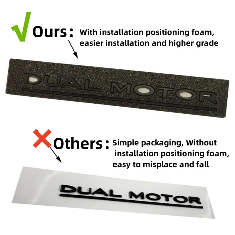 Car Emblem Car Logo DUAL MOTOR Underlined Letters Emblem for Tesla Model Y 3 X S Car Styling Trunk Badge Sticker Chrome Black Red
