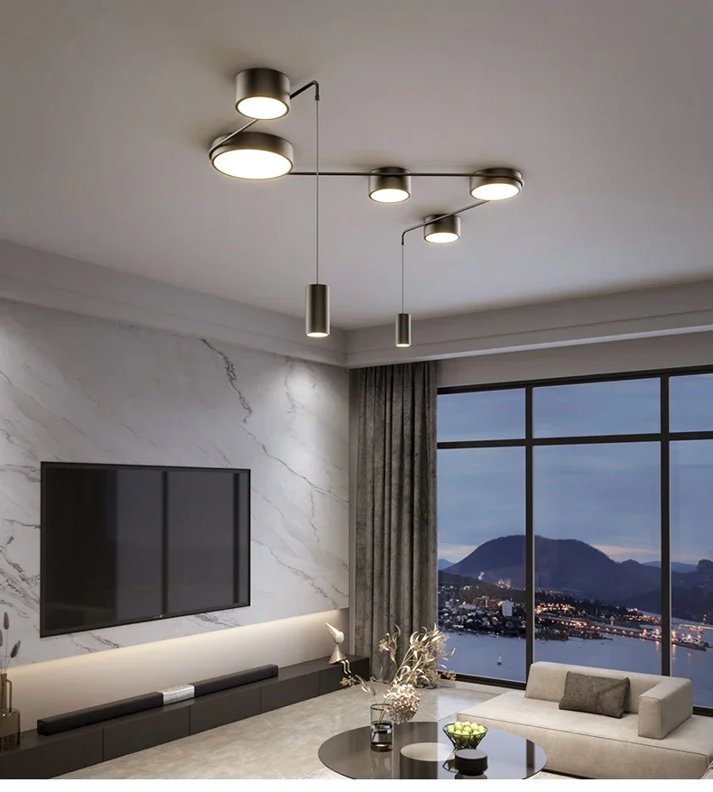 Description Picture 4 of itemModern Minimalist Ceiling Lights Nordic Black Led Ceiling Chandelier For Living Room Bedroom Hallway Indoor Lighting