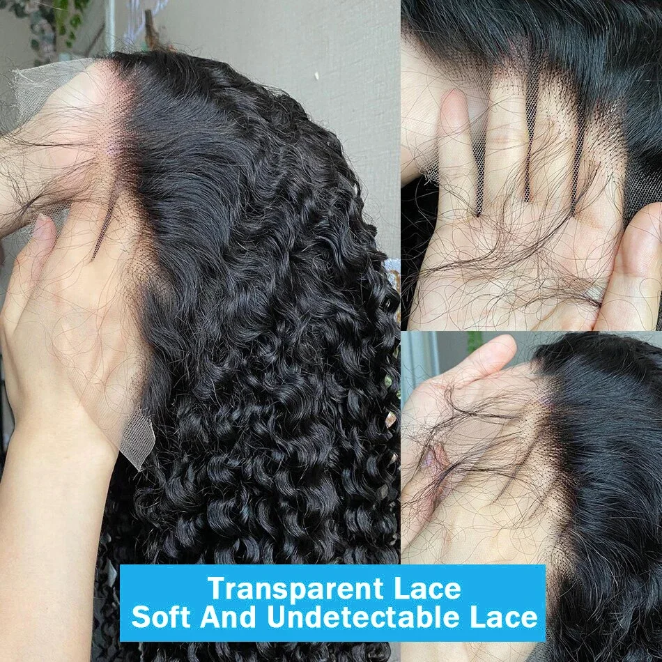300 Density 40 Inches Curly Wigs Hd Lace Wig 13x6 Human Hair 13x4 Transpare Deep Wave Wigs 360 Full Human Hair Wigs For Women