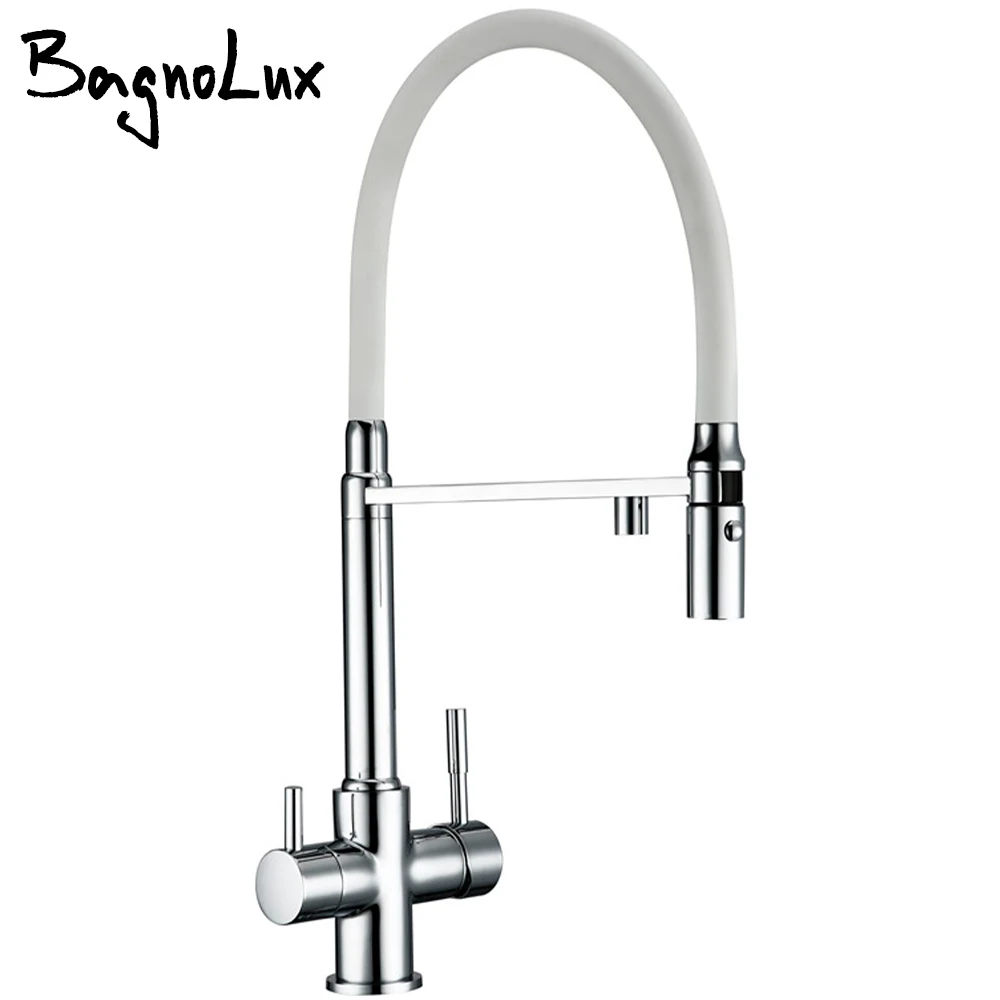 3 Way Clean Water Kitchen Faucet with Sprayer Swivel Osmosis Reverse Tri-flow Pull Down Sink Mixer Tap 18042 brushed nickel kitchen sink faucet mixer with pull down sprayer single lever stainless steel reliable leak proof efficient clean